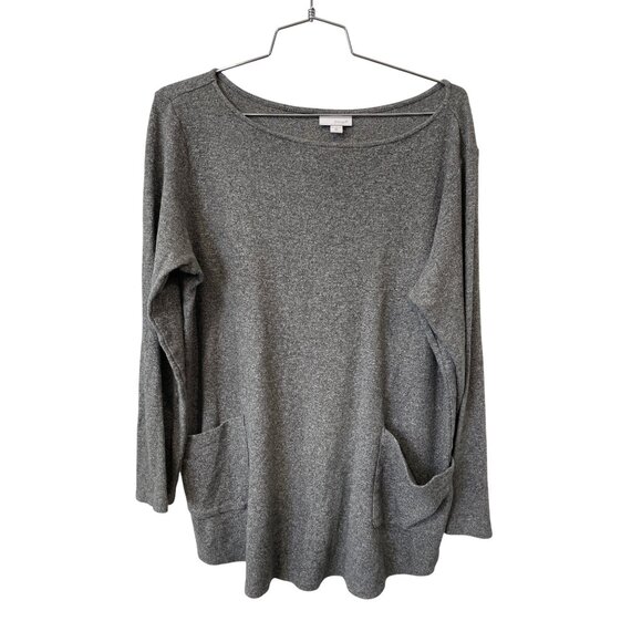 J Jill Pure Jill Pullover Tunic Top Size Medium Tall Long Sleeve Gray Pockets - Picture 1 of 7